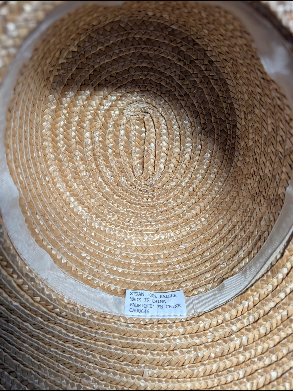Natural Straw Wide Brim Sun Hat with Cream Band - Picture 3 of 3